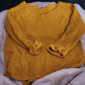 KNIT by Hampshire Studio Mustard Crew Neck Sweater